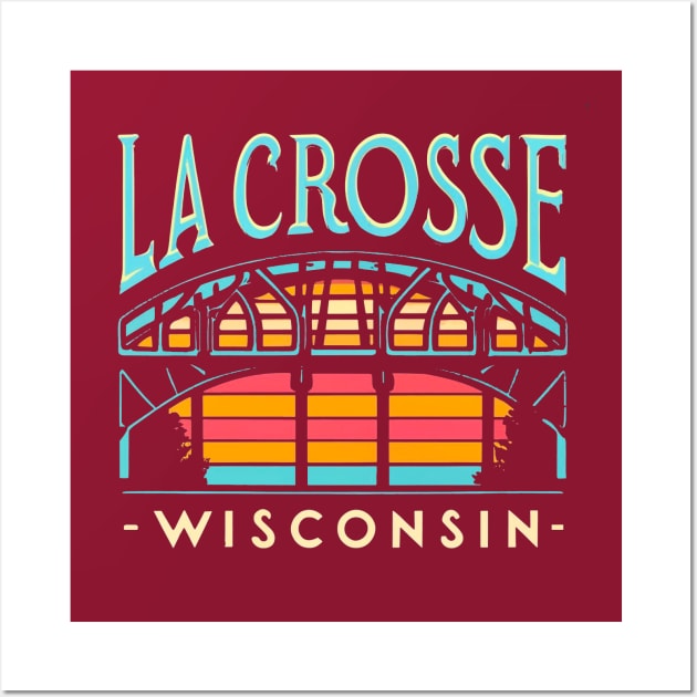 La Crosse Wisconsin Blue Bridge Sunset Graphic Wall Art by BlueLine Design